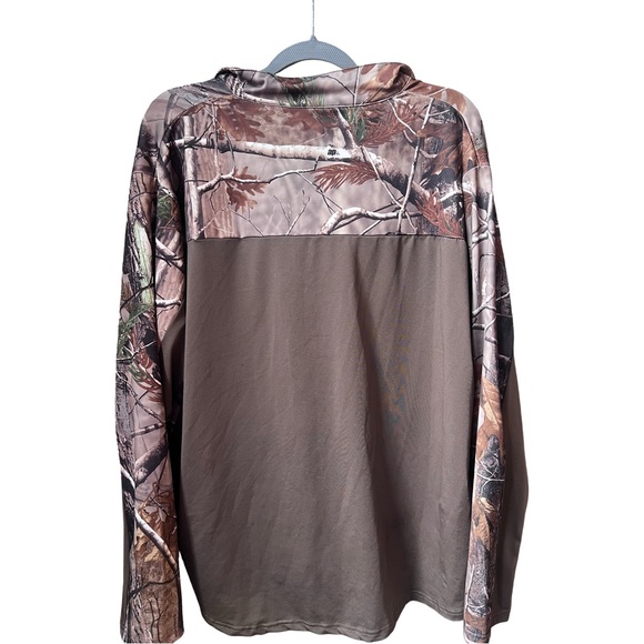 Realtree Men's XL Brown Camouflage Woodland Hunting Jacket 1/4 Zip - Picture 2 of 6